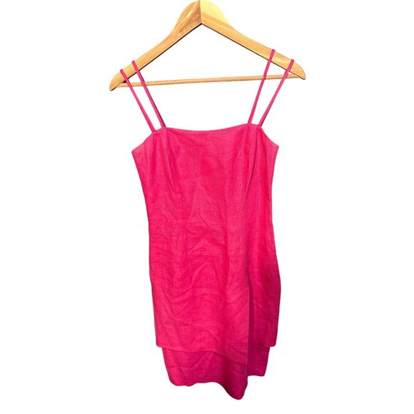 Kamisato Fuchsia Linen Strappy Dress Size 4 Made In USA - Picture 1 of 7